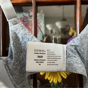 Soma Enbliss Wireless bra. Size 36D. NWOT